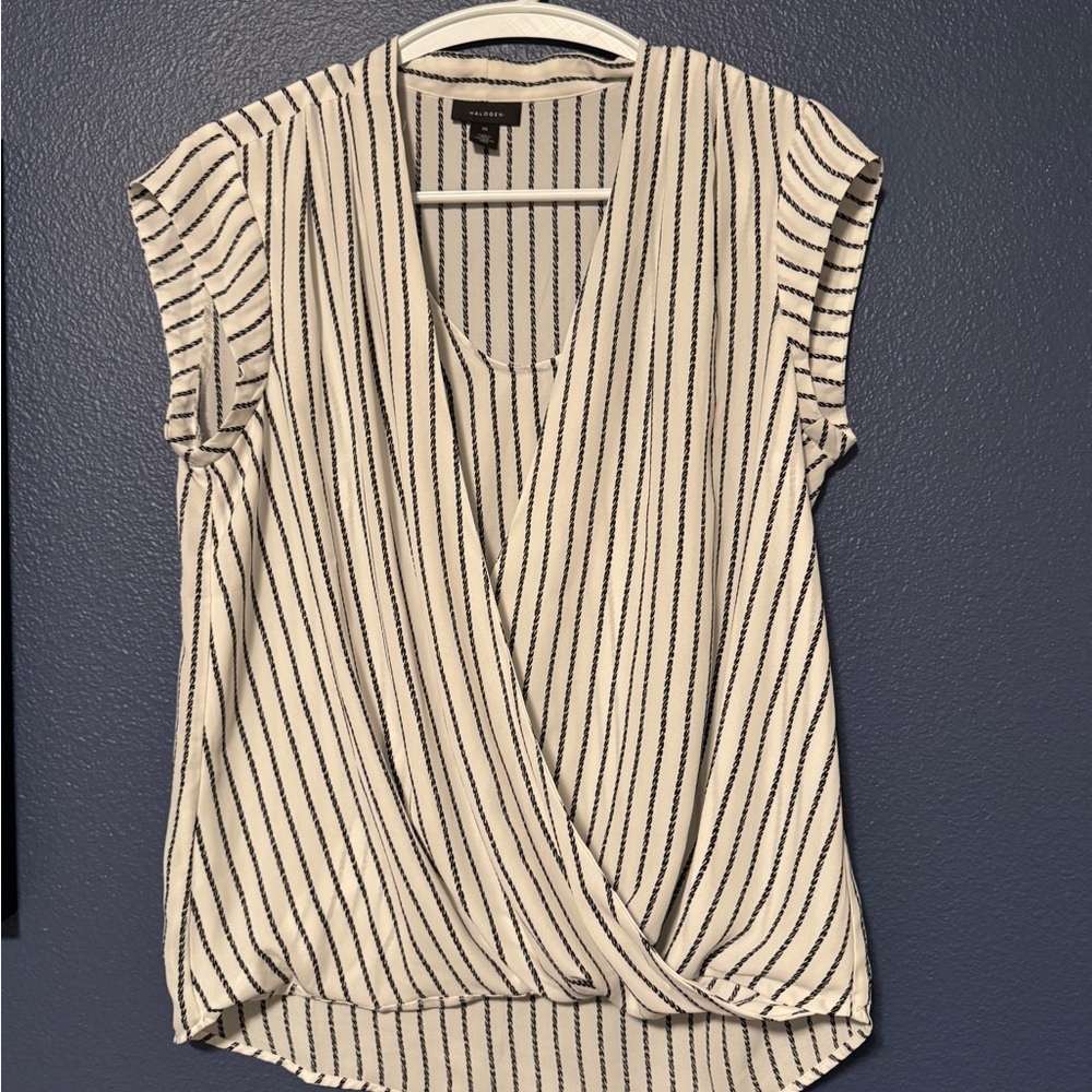 Halogen Black and White Striped Women's Top